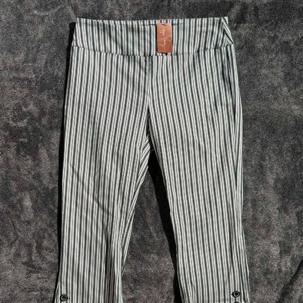 Elliott Lauren Striped Pants Size 8 Minimalist Clean Girl Chic Office 3014